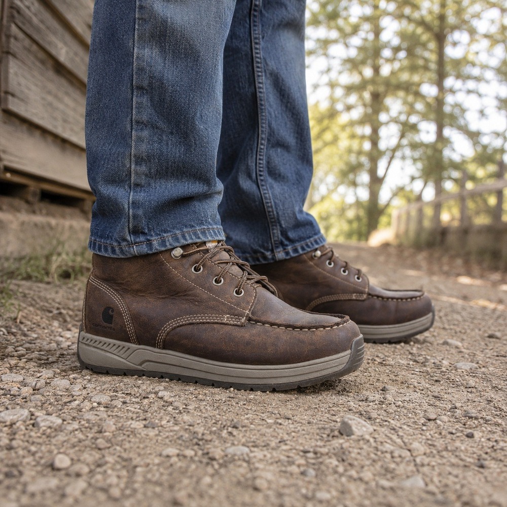 Carhartt Work Boots Leather Moc Toe Lightweight Casual Brown Men's Size 10M